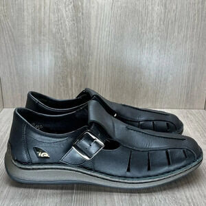Reiker Shoes Mens Sz 44 US 10.5 Anti Stress Fisherman Comfort Leather Black